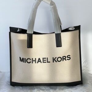 Michael Kors Black and Cream Logo Tote